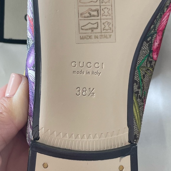 ❌SOLD❌ GUCCI Jordan Flora Canvas and Leather Mules -Size 38.5 - Picture 10 of 11